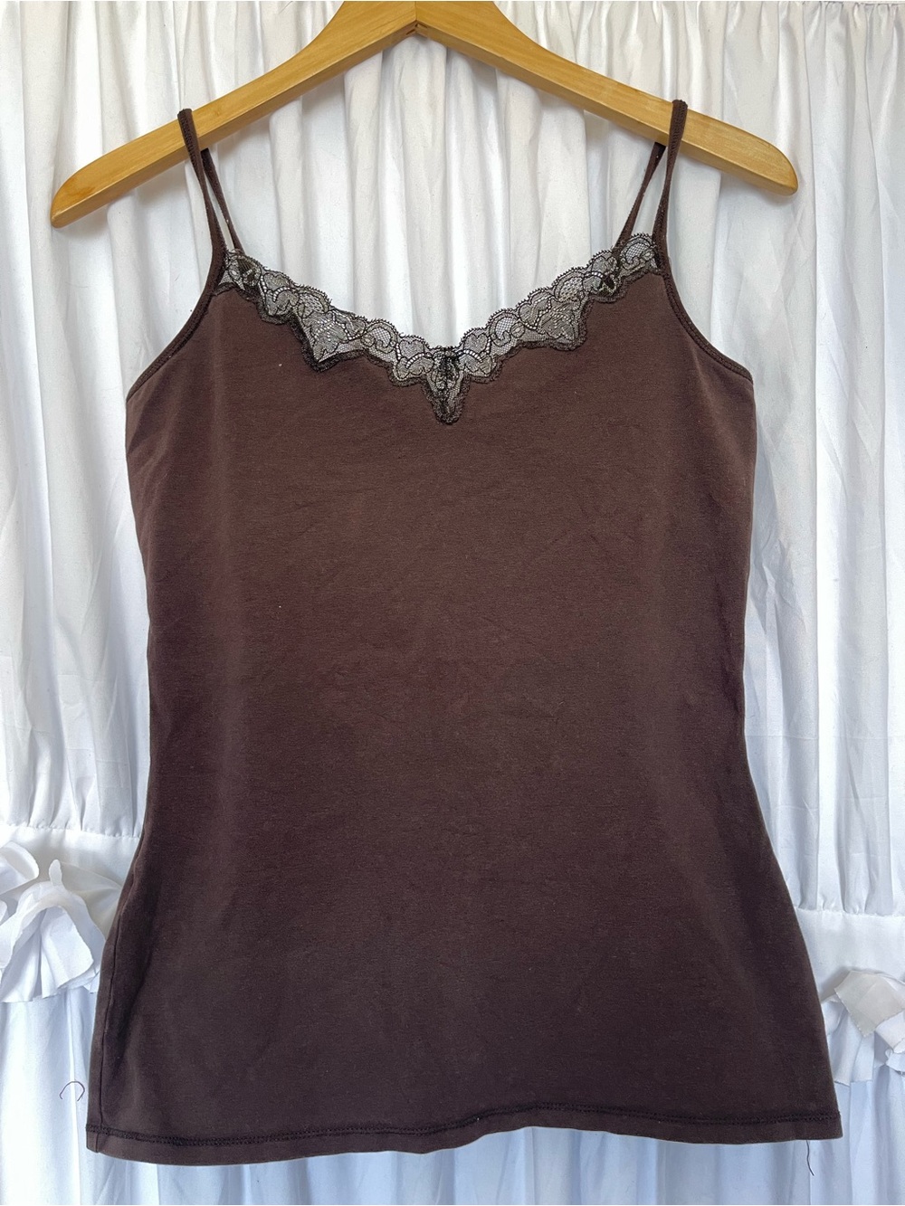 Women's Brown Lace-Trim Camisole Tank Top